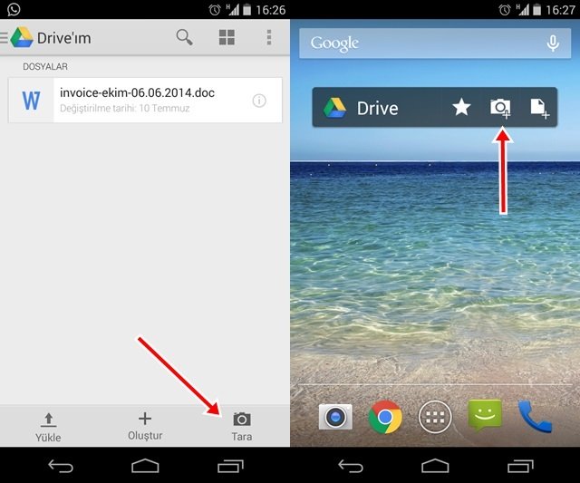 google drive mobil uygulama tarama